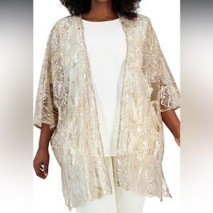 NWT Anne Klein Elegant Cream and Gold Sequin Kimono